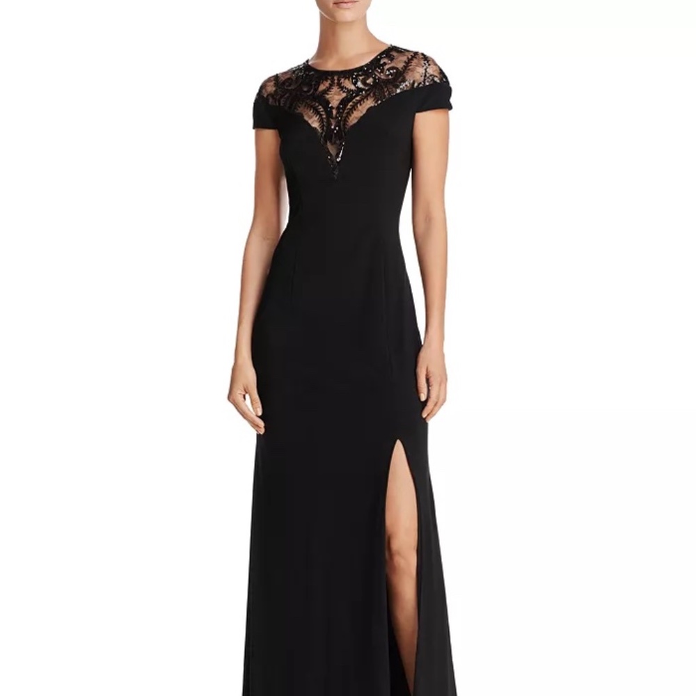 Adrianna Papell Sequin Embellished Illusion-Lace Gown